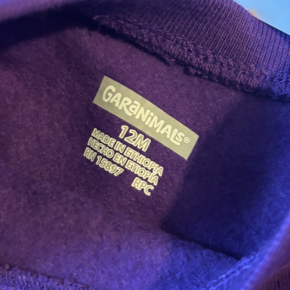 Garanimals Purple Unicorn Sweatshirt new size 12 months - Picture 3 of 4